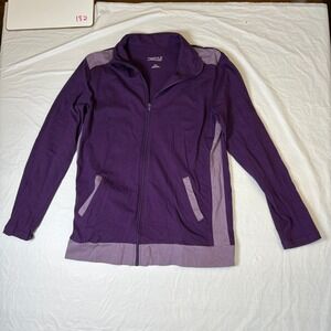 Freedom Fit Zone Womens Purple 100% Cotton Full Zip Track Jacket Mock Neck Med